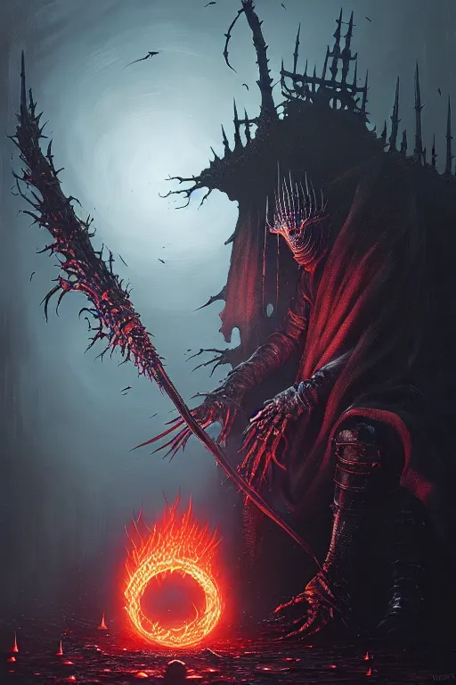 Image similar to hieronymus bosch, greg rutkowski, anna podedworna, painting of dark souls bloodborne elden ring sekiro