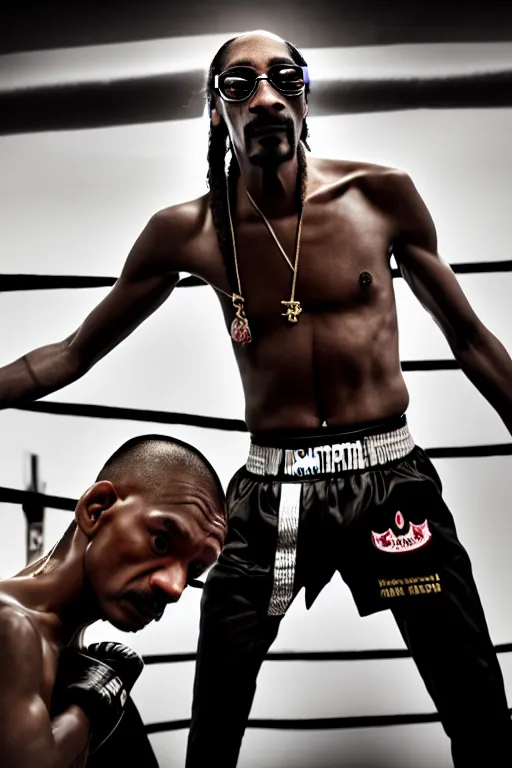 Image similar to snoop dogg join muay thai and be ufc fighter, high resolution, photorealistic, smooth texture, 4 k, aesthetic lighting, baroque object, sharp focus, hyperdetailed object, professional photography, pullitzer winning, 8 0 0 photo by : canon eos 5 d mark iv, by karah mew and adnan abidi and jodie bateman