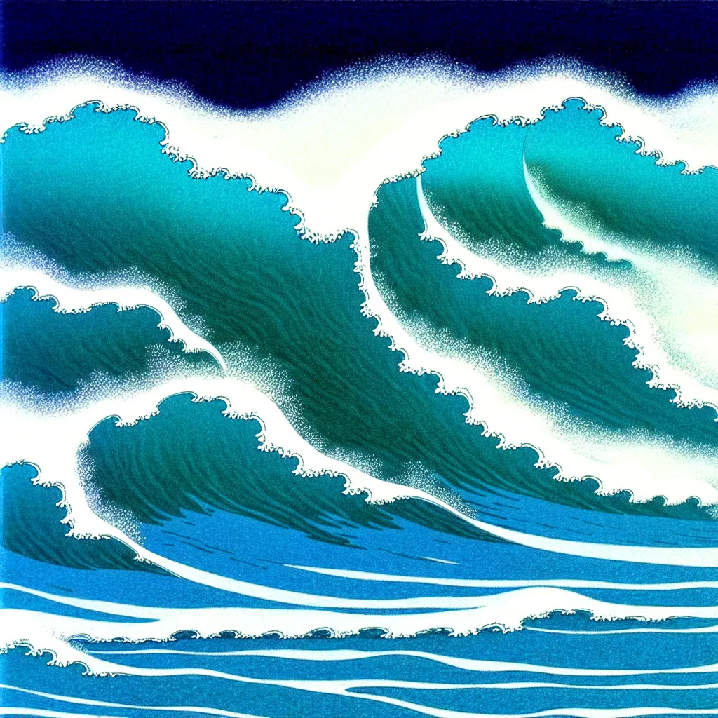 Image similar to ocean wave by moebius