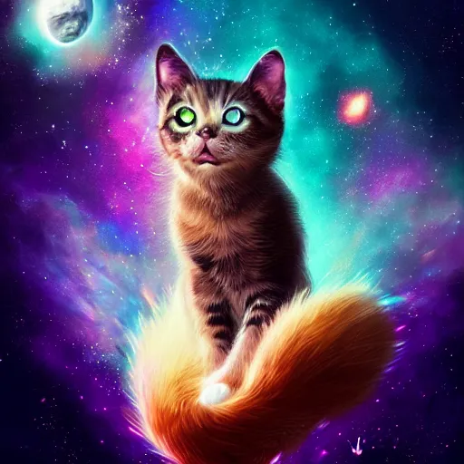 Image similar to cute cat merging with the galaxy by ross tran