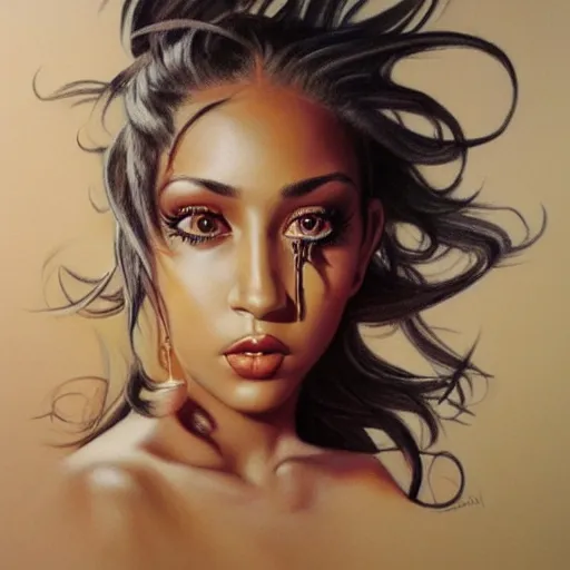 Prompt: pencil art, detailed portrait of doja cat, intricate, hyper detailed, realistic, oil painting, by julie bell, frank frazetta, cinematic lighting