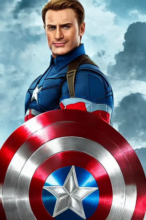 Image similar to Hide your pain harold as captain america, cinematic poster