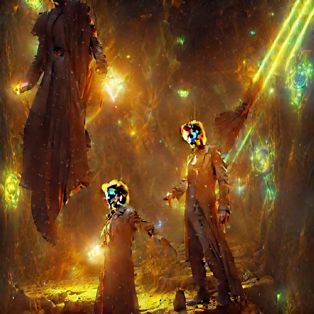 Image similar to david bowie as doctor who, radiant light, caustics, heroic, bright iridescent light, by gaston bussiere, bayard wu, greg rutkowski, maxim verehin