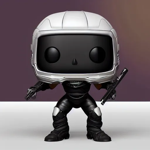 Prompt: pop figurine of a futuristic space corp warrior in a power stance, art station trends , digital art.