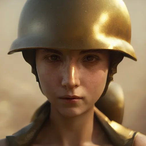 Image similar to portrait of girl in combat, bronze statue, 8 k uhd, unreal engine, octane render in the artstyle of finnian macmanus, john park and greg rutkowski