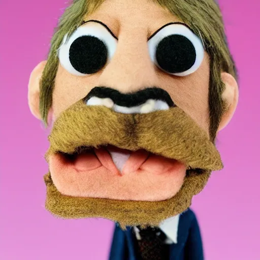 Image similar to steve buscemi as a muppet. highly detailed felt. hyper real photo. 4 k.