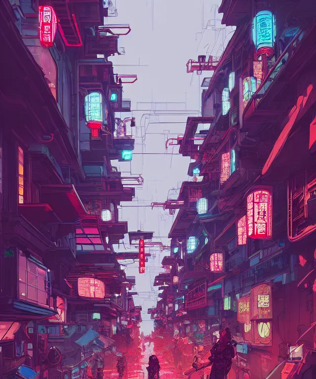 Prompt: a street view of a cyberpunk chinatown, fantasy, elegant, digital painting, artstation, concept art, matte, sharp focus, illustration, art by josan gonzalez