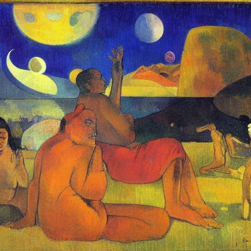 Prompt: Liminal space in outer space by Paul Gauguin