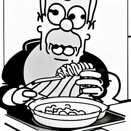 Prompt: Homer Simpson eating pasta