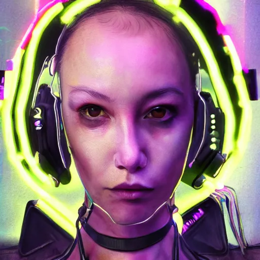 Image similar to detailed realistic cyberpunk female character cyberpunk wearing large steel collar around neck, realistic, art, beautiful, 4K, collar, choker, collar around neck, punk, artstation, detailed, female, woman, choker, cyberpunk, neon, punk, collar, choker, collar around neck, thick collar, choker around neck, wearing choker, wearing collar, bright neon punk hair, collar, choker,