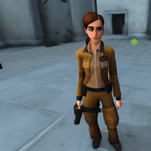 Image similar to Emma Watson screenshot from team fortress 2