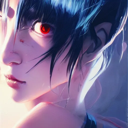 Prompt: concept art character, very high angle view, book cover, very attractive woman with full lips, walking in cyberpunk valley highly realistic, fine details, Anime, realistic shaded lighting by Ilya Kuvshinov katsuhiro otomo ghost-in-the-shell, magali villeneuve, artgerm, rutkowski, WLOP Jeremy Lipkin and Giuseppe Dangelico Pino, borderlands 3 style, Michael Garmash and Rob Rey book cover, extremely fine inking lines