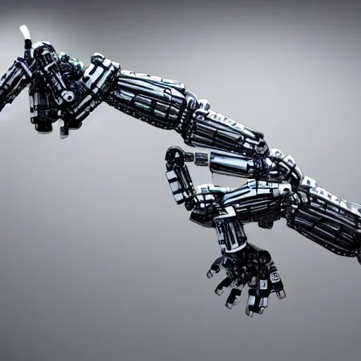 Prompt: robotic arm hyperrealism art, datacenter web servers