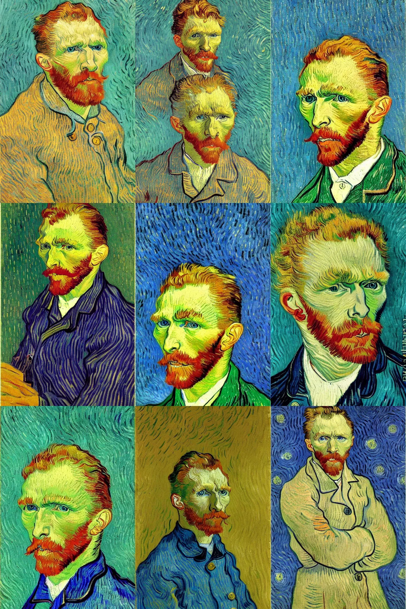 Prompt: attractive male, painting by vincent van gogh