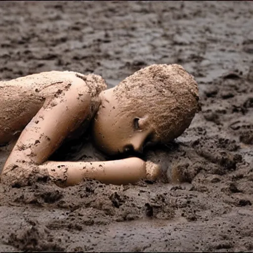 Image similar to a dummy in mud