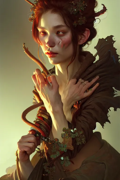 Prompt: beautiful goblin, d & d, highly detailed, digital painting, artstation, sharp focus, illustration, art by tan zi and ayanamikodon and alphonse mucha and wlop