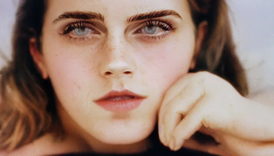 Image similar to far view, obese emma watson, portrait, close up, kodak gold 2 0 0, 5 0 mm,