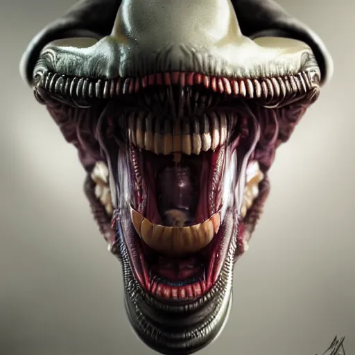 Prompt: xenomorph smiling, facing the camera in a dark hallway, CGSociety, photorealistic, highly detailed, sharp, not blurry, ultra-photorealistic, postprocessing