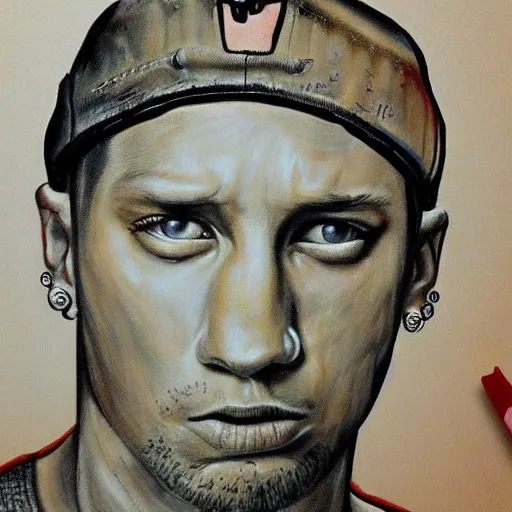 Prompt: mayan painting of Eminem
