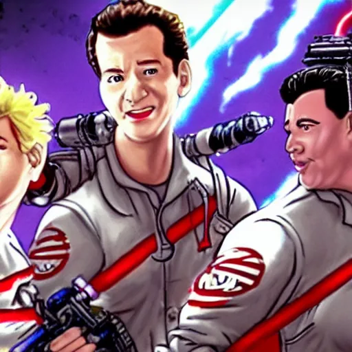 Image similar to a still of from the movie ghostbusters crossover with the game chrono trigger