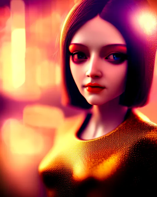 Image similar to dreamy young beautiful female artificial intelligence, metropolis, cinematic, rim light, bokeh, photo - realistic, elegant, high detail, 8 k, masterpiece, photo taken in 1 9 3 0