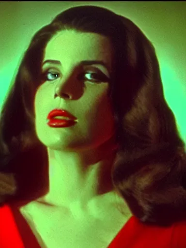 Prompt: technicolor film still of lana Del Rey in hammer horror