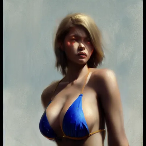 Prompt: bikini girl, expressive oil painting, by yoshitaka amano, by greg rutkowski, by jeremy lipking, by artgerm, digital art, octane render