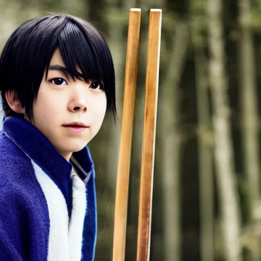 Prompt: Live action yato noragami wielding sekki