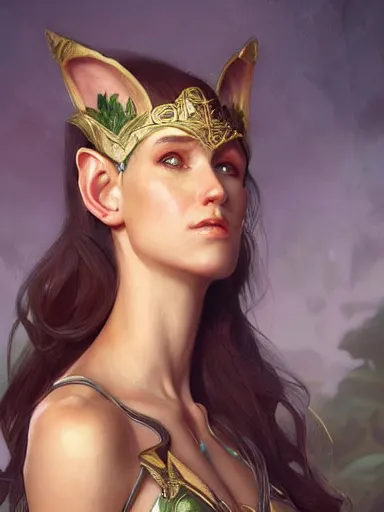 Prompt: portrait of a Elf Queen, D&D, fantasy, highly detailed, beautiful face, realistic body structure, digital painting, artstation, smooth, sharp focus, illustration, art by artgerm and greg rutkowski and alphonse mucha