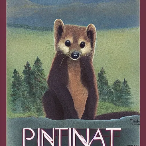 Prompt: pine marten propaganda poster