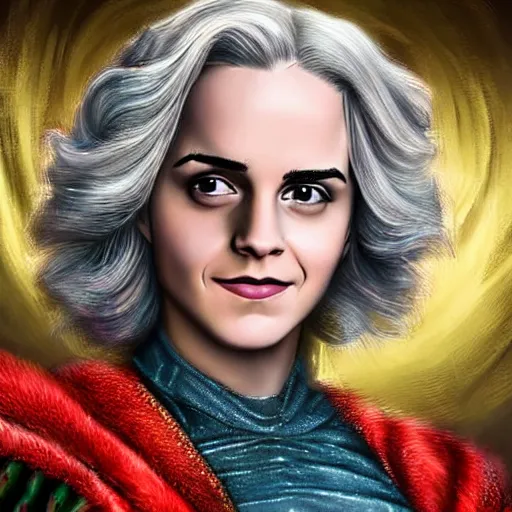 Prompt: Emma Watson as Granny Goodness, highly detailed, realistic face, digital art