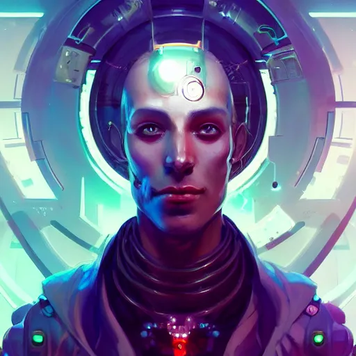 Image similar to a portrait of a cybernetic illuminati occultist, cyberpunk concept art by pete mohrbacher and wlop and artgerm and josan gonzales, digital art, highly detailed, intricate, sci-fi, sharp focus, Trending on Artstation HQ, deviantart, unreal engine 5, 4K UHD image