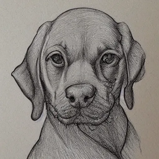 Image similar to sketch of dog, leonardo da vinci style, ideal.