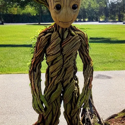 Prompt: groot made out of water