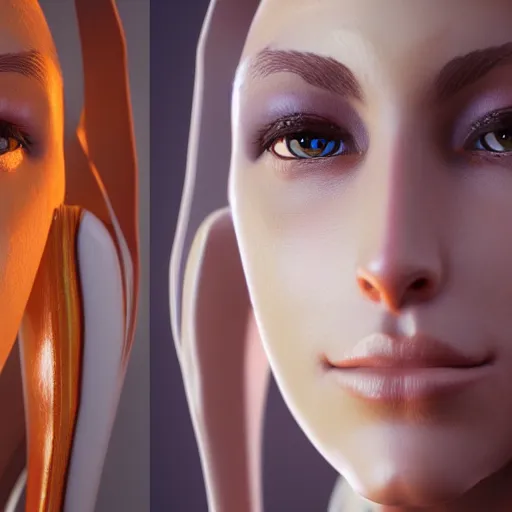 Image similar to portrait of a beautiful female high elf with tan skin, 3 d octane render trending on art station 8 k