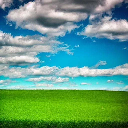 Prompt: A green sky and a blue field