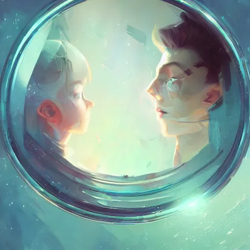 Prompt: into the mirrorverse, shattered mirrors reflecting visions of other worlds, sharp focus, art, illustrations by loish and ayanamikodon and irakli nadar and rossdraws and wlop,