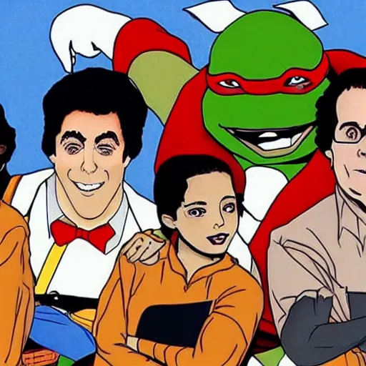 Image similar to seinfeld cast as the ninja turtles