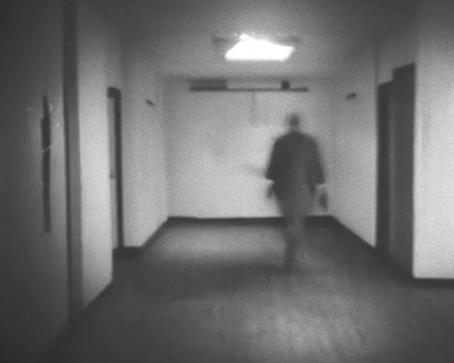 Image similar to aggressive psychopath looking at camera, horror lighting, at night, cctv footage, out of focus, motion blur