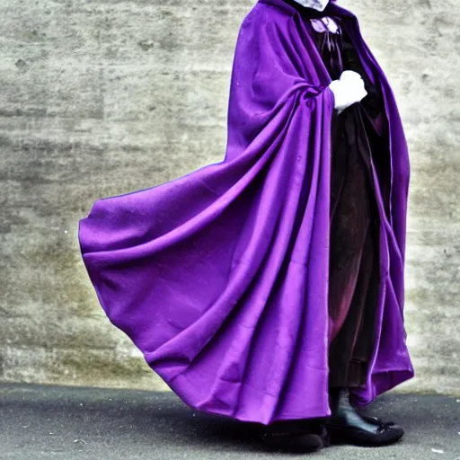 Image similar to purple cloak, full body, creepy