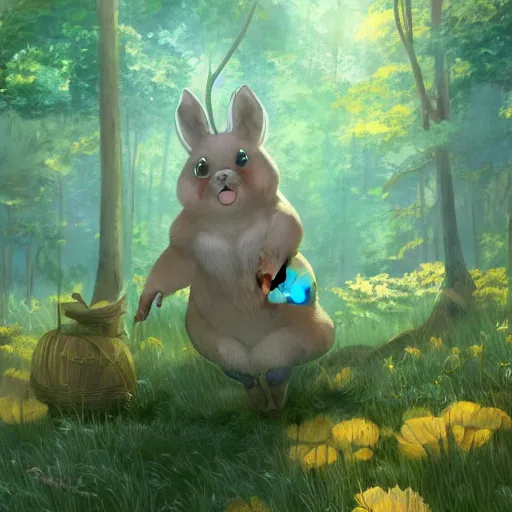 Image similar to concept art painting of an anthropomorphic elderly chubby doe wearing yellow dress, in the deep forest, realistic, detailed, cel shaded, in the style of makoto shinkai and greg rutkowski and james gurney