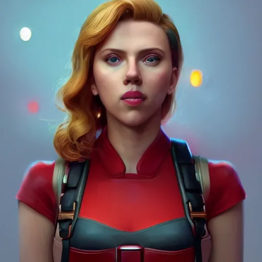 Prompt: portrait of scarlett johansson as super mario, au naturel, hyper detailed, digital art, trending in artstation, cinematic lighting, studio quality, smooth render, unreal engine 5 rendered, octane rendered, art style by klimt and nixeu and ian sprigger and wlop and krenz cushart.