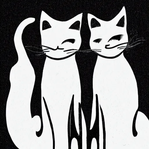 Prompt: black and white illustration creative design, two headed cat