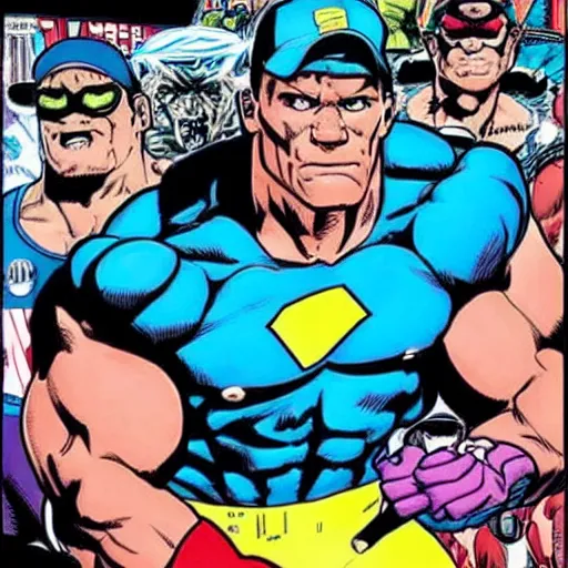 Image similar to john cena as a comic book character, illustrated by jim lee