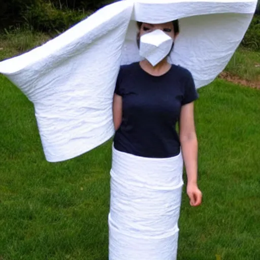 Image similar to creative costume made with toilet paper