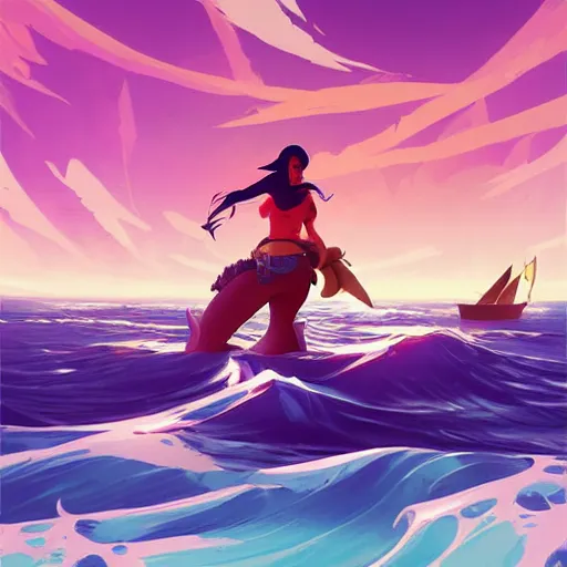 Image similar to painting mermaid treasure on sea of thieves game avatar hero smooth face median photoshop filter cutout vector, behance hd by jesper ejsing, by rhads, makoto shinkai and lois van baarle, ilya kuvshinov, rossdraws global illumination