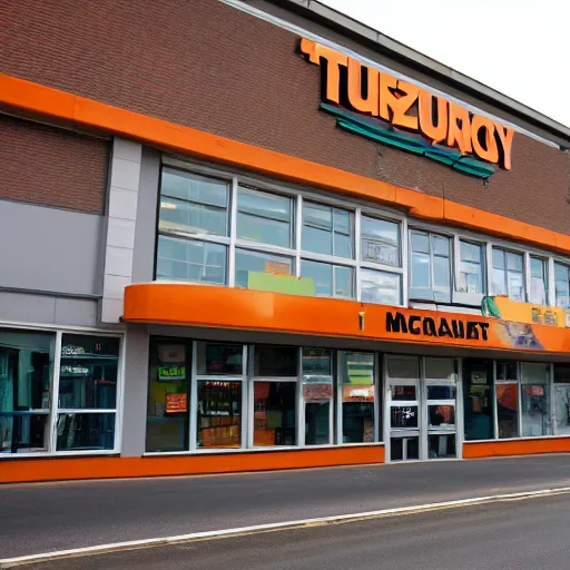 Prompt: A photograph of a building of a supermarket called TURCZYN