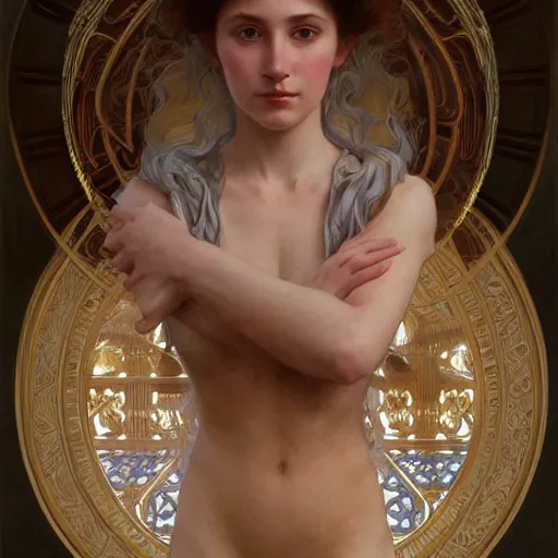 Prompt: portrait of a phyena girl, intricate, elegant, highly detailed, digital painting, artstation, concept art, smooth, sharp focus, illustration, art by artgerm and greg rutkowski and alphonse mucha and william - adolphe bouguereau