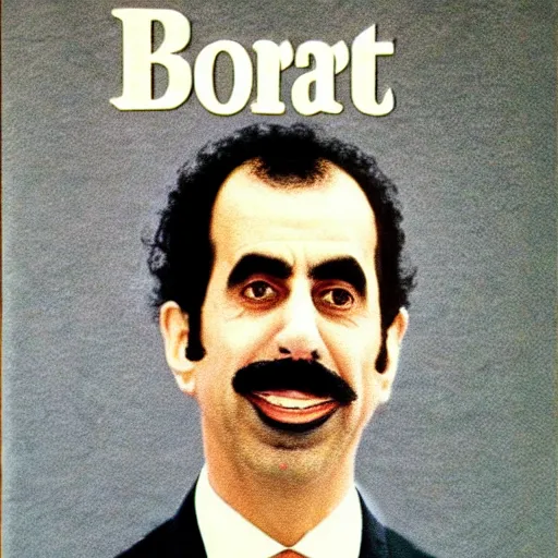 Prompt: borat running for president, vintage photograph, full image, realistic, damaged photograph