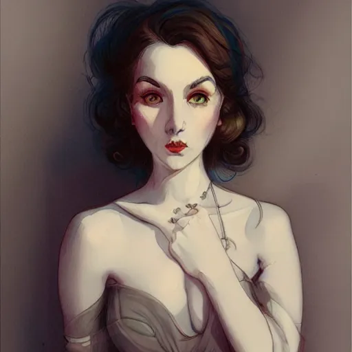 Image similar to a beautiful portrait in the style of charles dana gibson and in the style of peter mohrbacher.